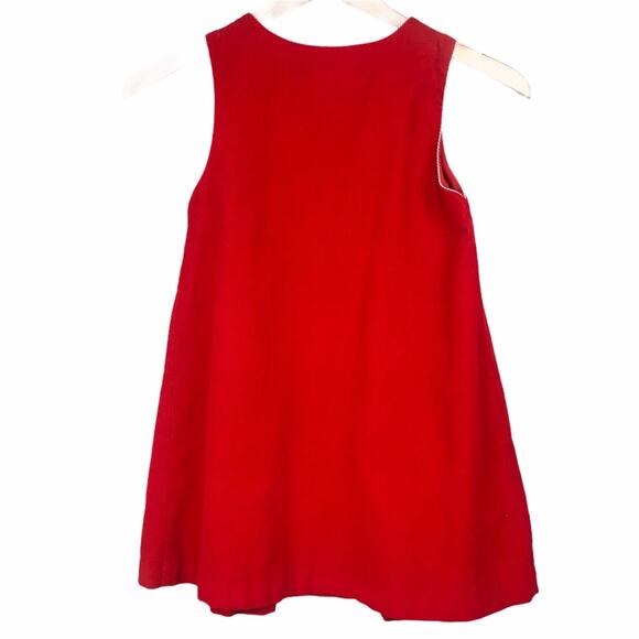 Samara Girls Red Pleated Corduroy Candy Cane Jumper Dress Size - 6 - Picture 2 of 5